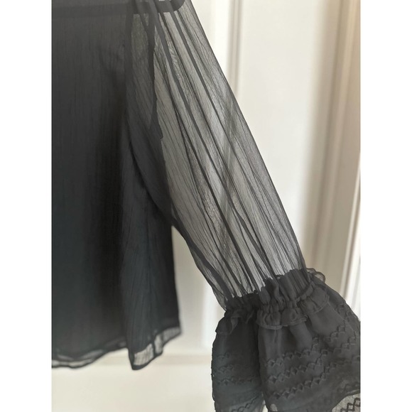 Stellah Semi Sheer Long Ruffled Sleeves Bell Cuff Blouse Sz Small - Picture 2 of 10